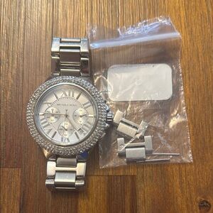 Michael Kors Silver Chronograph Watch with Extra Links